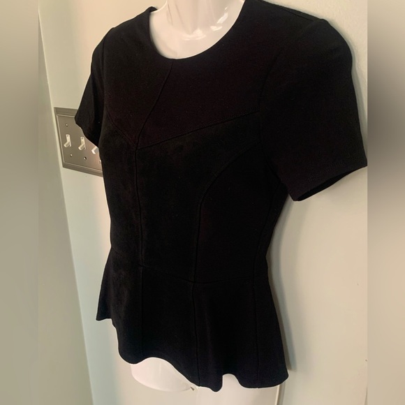 BCBGMaxAzria Black Faux Suede Leather Denna Peplum Top $118 XXS 0 2 - Picture 5 of 9